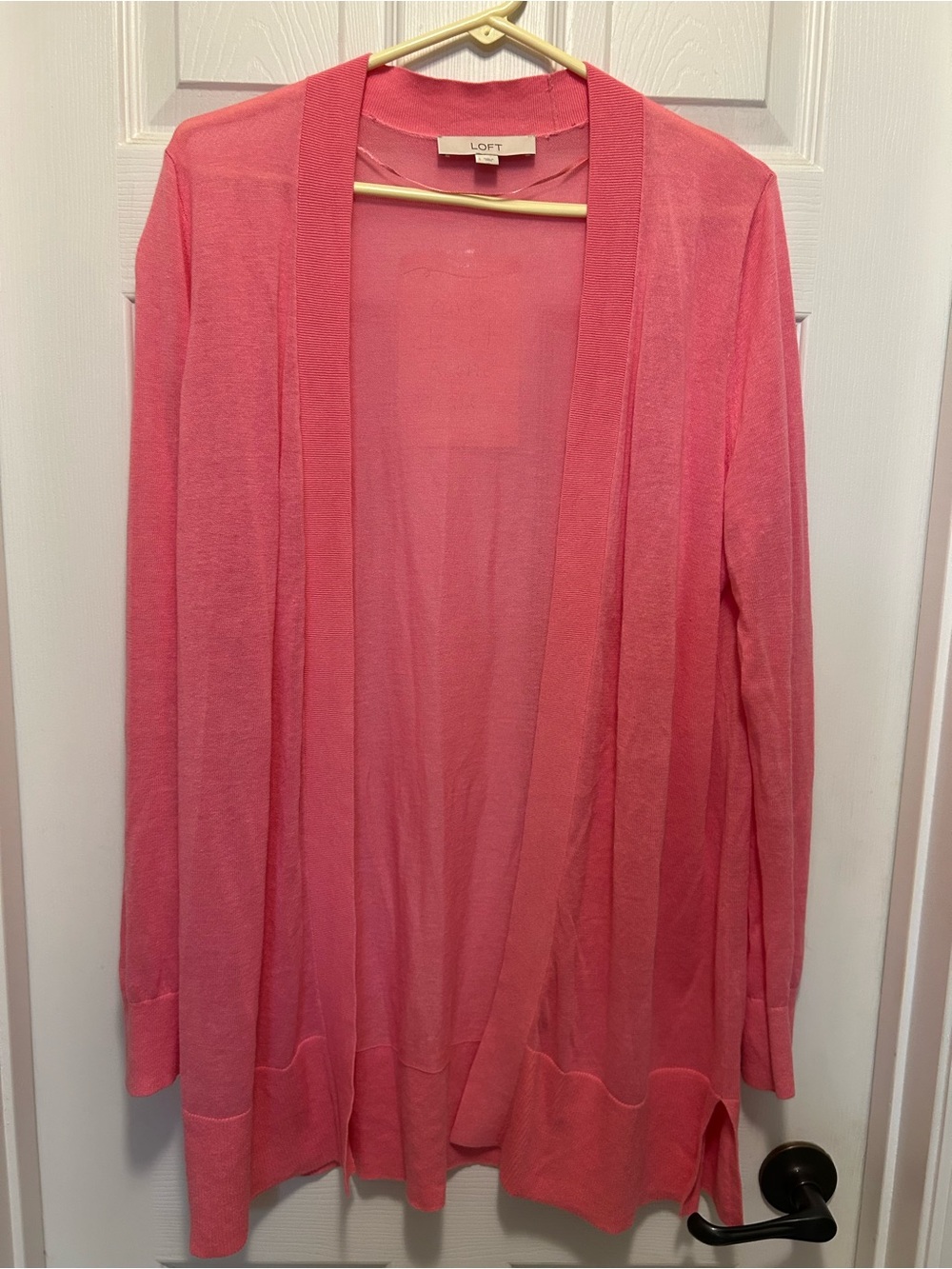 LOFT Bright Pink Open-Front Lightweight Cardigan
